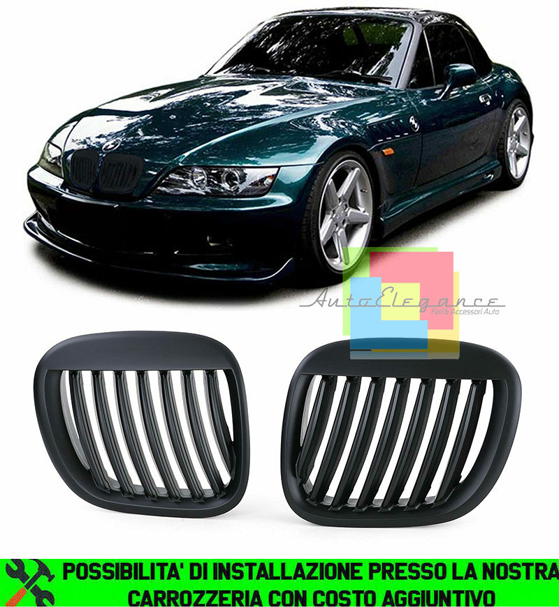 BMW Z3 1996-2003 GRIGLIA ANTERIORE CALANDRA NERO OPACO DESIGN M AUTOELEGANCERICAMBI