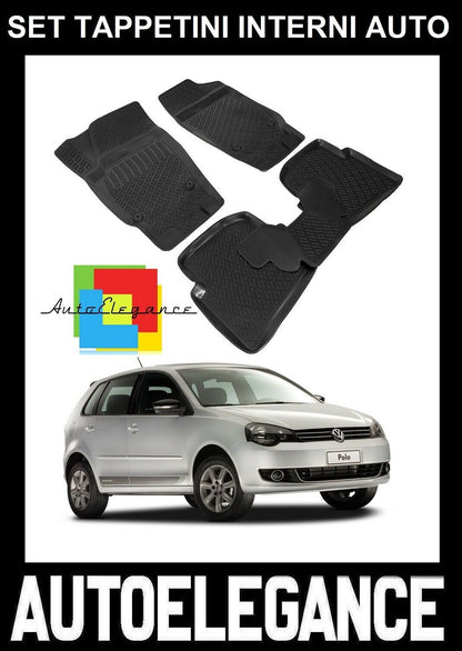 SET OF CUSTOM RUBBER CAR INTERIOR MATS VW POLO 2002-2009 -AT-