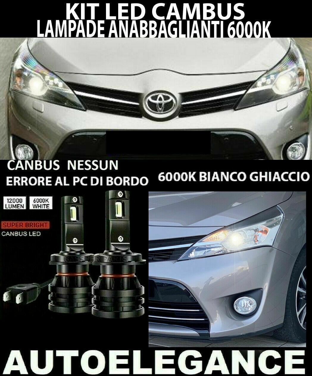 TOYOTA VERSO 2012+ LED LOW BEAM HEADLIGHTS 16,000LM CAMBUS 0032
