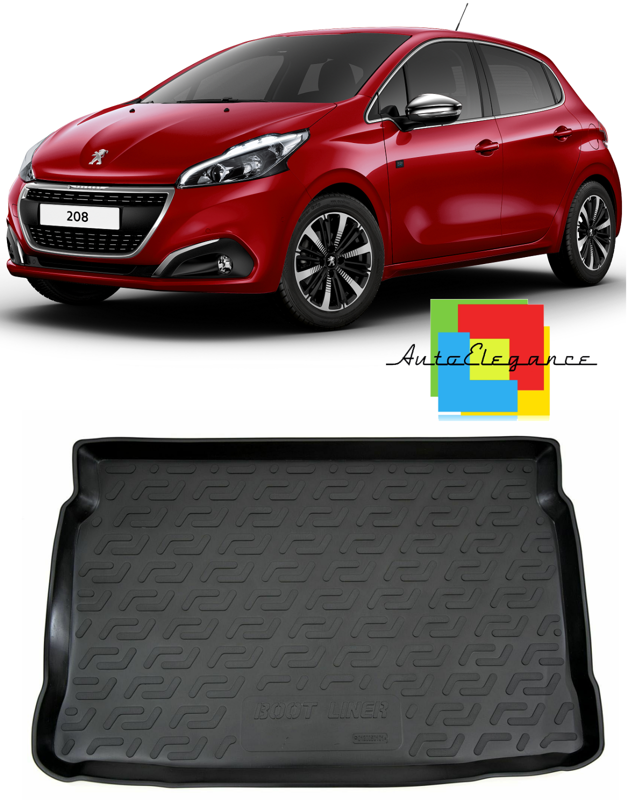 TRUNK MAT RUBBER CARPET SUPERGRIP PEUGEOT 208 2006-2019 -AT-