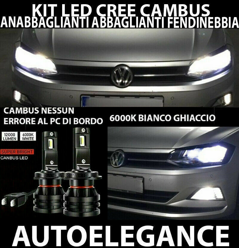 VOLKSWAGEN POLO AW1 ANABBAGLIANTI ABBAGLIANTI FENDINEBBIA LED 16.000LM 0032