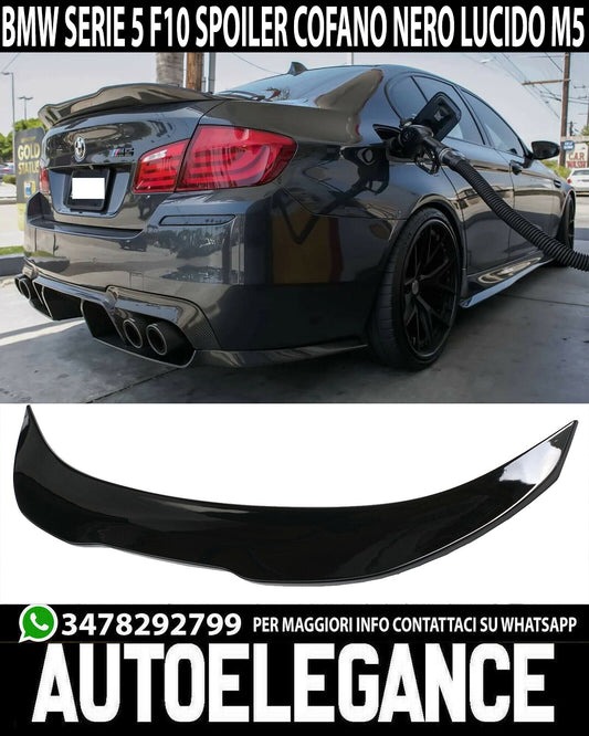 REAR HOOD SPOILER FOR BMW 5 SERIES F10 2010-2017 M5 ABS BLACK GLOSS HIGH