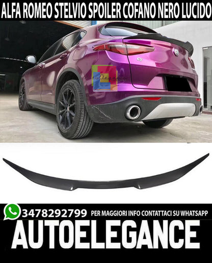 ALFA ROMEO STELVIO SPORTY HOOD SPOILER IN GLOSSY BLACK ABS FAST WING