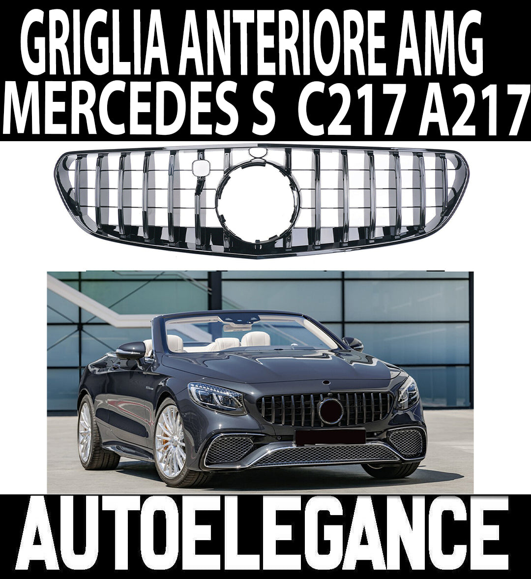 MERCEDES S-CLASS W217 C217 A217 2018+ AMG FRONT GRILLE BLACK