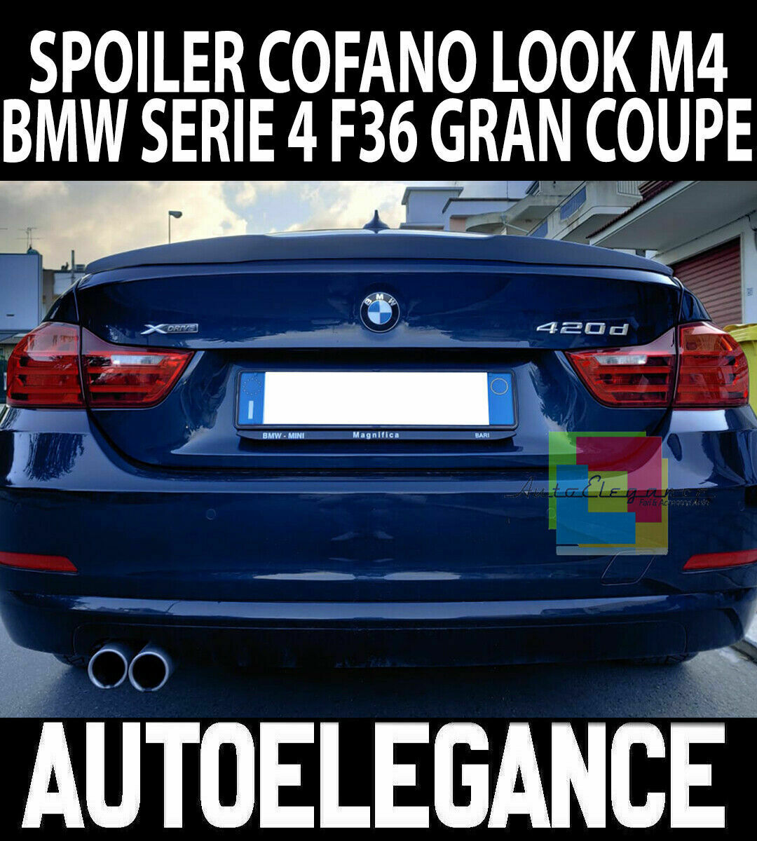 BMW SERIE 4 F36 GRAN COUPE SPOILER POSTERIORE COFANO M4 ABS/PLASTICA 0032 AUTOELEGANCERICAMBI