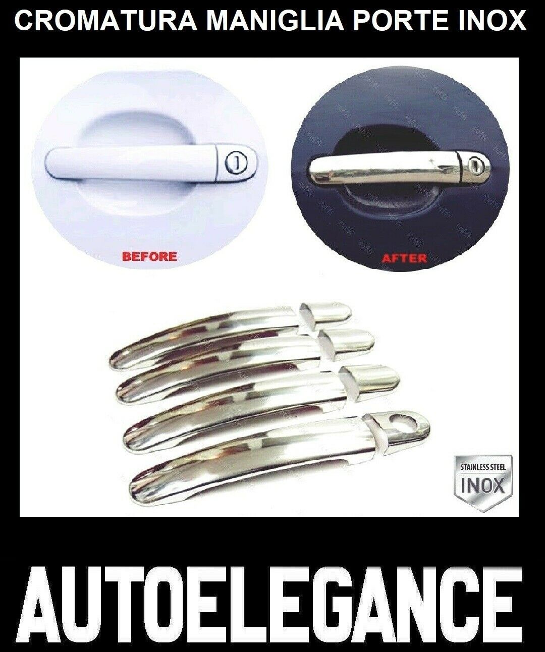 CROMATURA MANIGLIE PORTE VW PASSAT B5 1996-2005 ACCIAIO INOX ADESIVO 0032 AUTOELEGANCERICAMBI