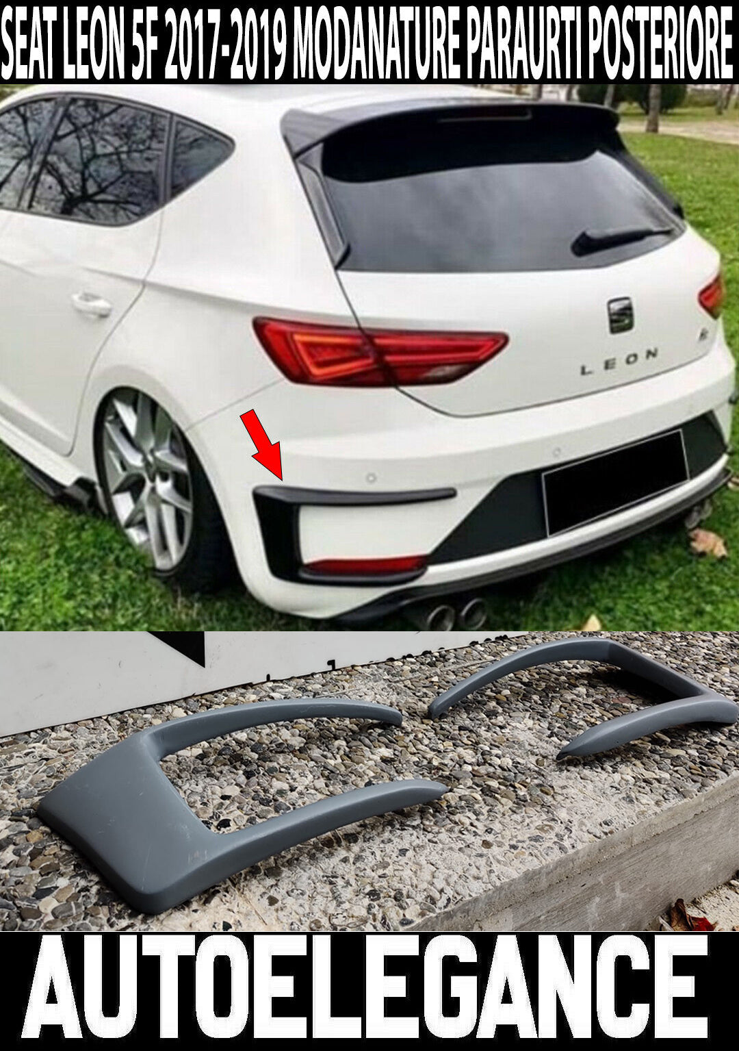 SEAT LEON 5F 2017-2019 FACELIFT FLAPS REAR BUMPER ABS LOOK FR