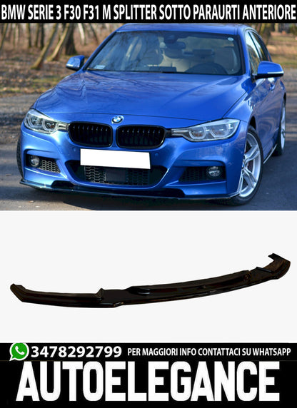 SPLITTER BMW SERIES 3 F30 F31 M UNDER FRONT BUMPER ABS GLOSSY BLACK BLADE