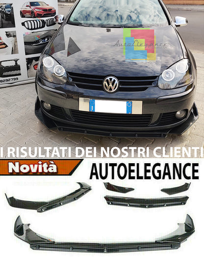 VW GOLF 5 V ABS FRONT BUMPER BLADE RS LOOK BLACK SPLITTER