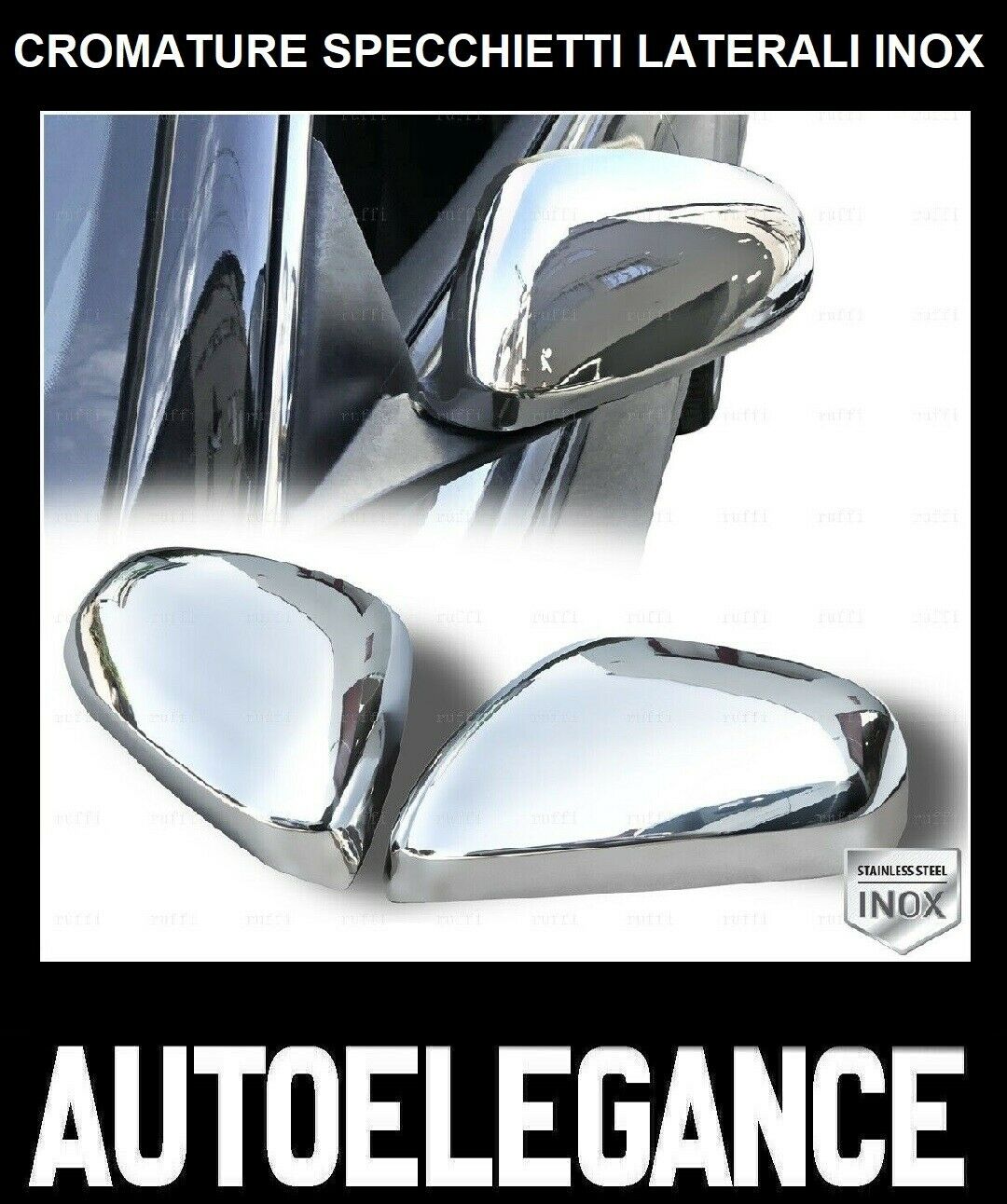 CROMATURA SPECCHIETTI LATERALI ALFA ROMEO 159 2005+ ACCIAIO INOX ADESIVO 0032 AUTOELEGANCERICAMBI