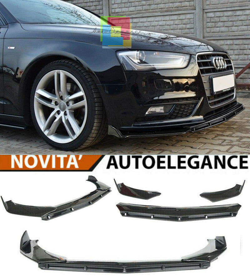 AUDI A4 B8 2012-2015 LIFT LIP SPOILER PARAURTI ANTERIORE NERO SPLITTER AUTOELEGANCERICAMBI