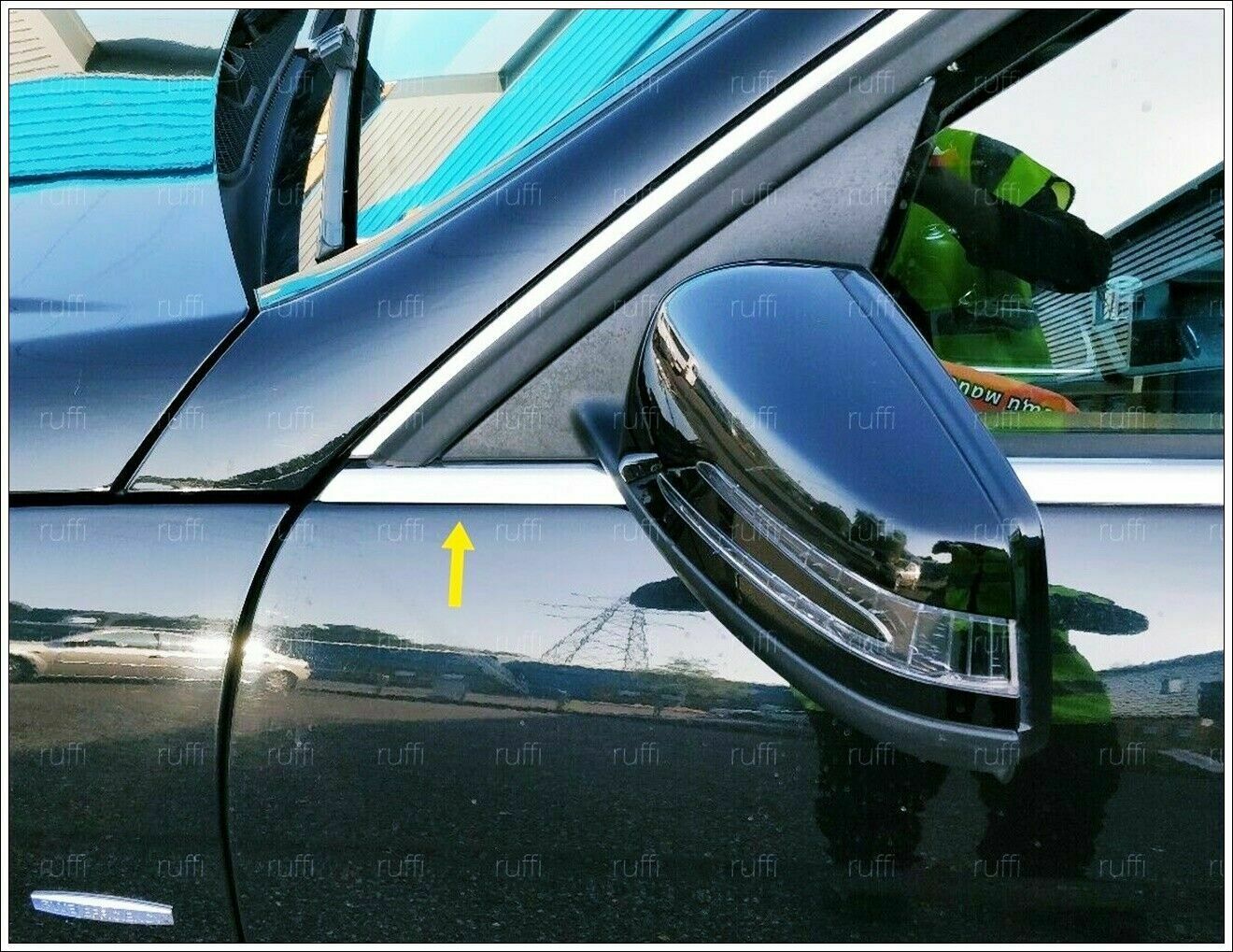 CROMATURA CORNICI FINESTRINI 6PZ MERCEDES C W204 2007-2014 INOX ADESIVO 0032 AUTOELEGANCERICAMBI