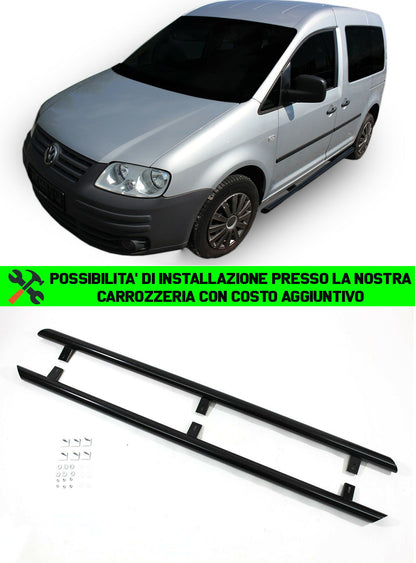 VW CADDY 2003-2015 TUBULAR SIDE STEPS UNDER DOOR - BLACK
