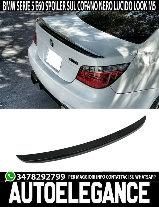 REAR HOOD SPOILER FOR BMW 5 SERIES E60 SEDAN M5 LOOK IN GLOSSY BLACK ABS