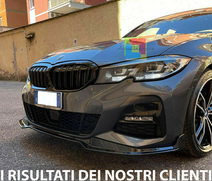 0068 BMW SERIE 3 G20 G21 M SPORT SPLITTER PARAURTI ANTERIORE SPOILER NERO LAMA AUTOELEGANCERICAMBI