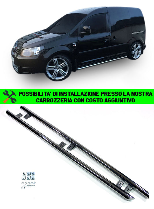 VW CADDY 2003-2015 CHROME TUBULAR SIDE STEPS UNDER DOOR