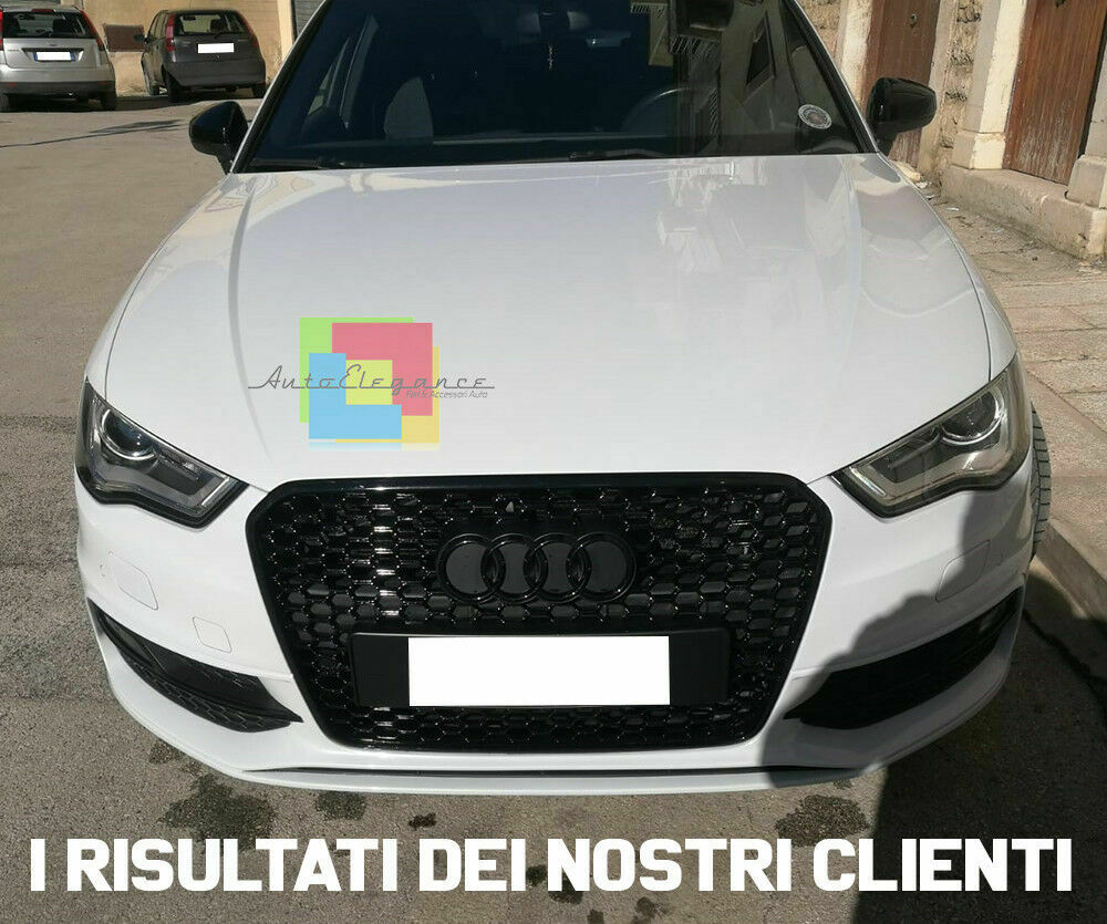 GRIGLIA ANTERIORE NERA NO LOGO PER AUDI A3 8V 2012-2015 CALANDRA RS3 NIDO D'APE