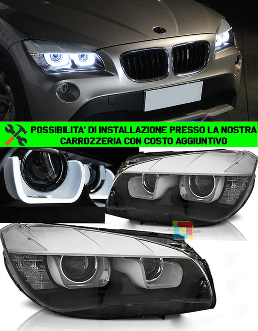 BMW X1 E84 FARI ANTERIORI NERI ANGEL EYES 3D LENTICOLARI H7 / H7 AUTOELEGANCERICAMBI