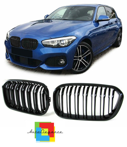 FRONT MUSTACHE GRILLE 1 SERIES F20 F21 2015+ M LOOK GLOSSY BLACK DOUBLE KIDNEY NEWS