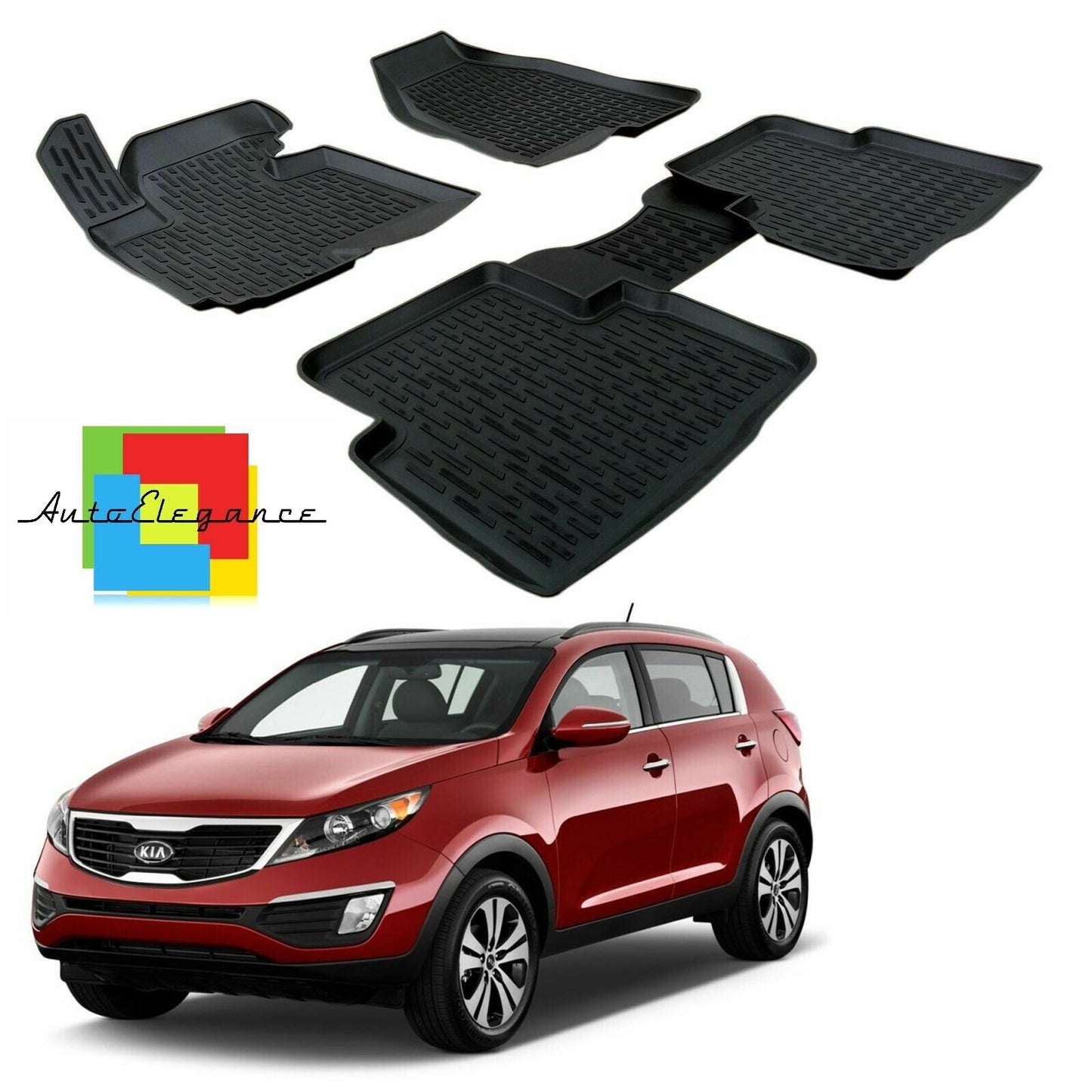 SET OF CAR INTERIOR RUBBER MATS MADE TO MEASURE KIA SPORTAGE 2010-2016 0032