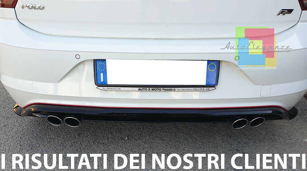 VW POLO AW1 DIFFUSORE POSTERIORE SOTTO PARAURTI QUATTRO TERMINALI ABS NERO