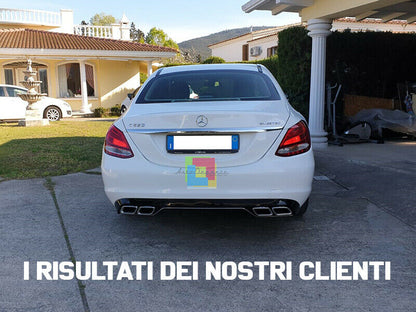 SOTTO PARAURTI MERCEDES CLASSE C W205 DIFFUSORE POSTERIORE AMG + TERMINALI