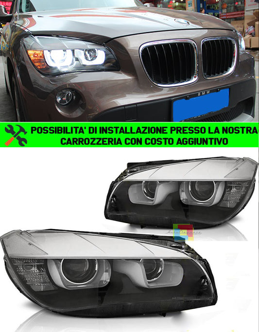 BMW X1 E84 FARI ANTERIORI NERI ANGEL EYES 3D LENTICOLARI D1S XENON DI SERIE AUTOELEGANCERICAMBI