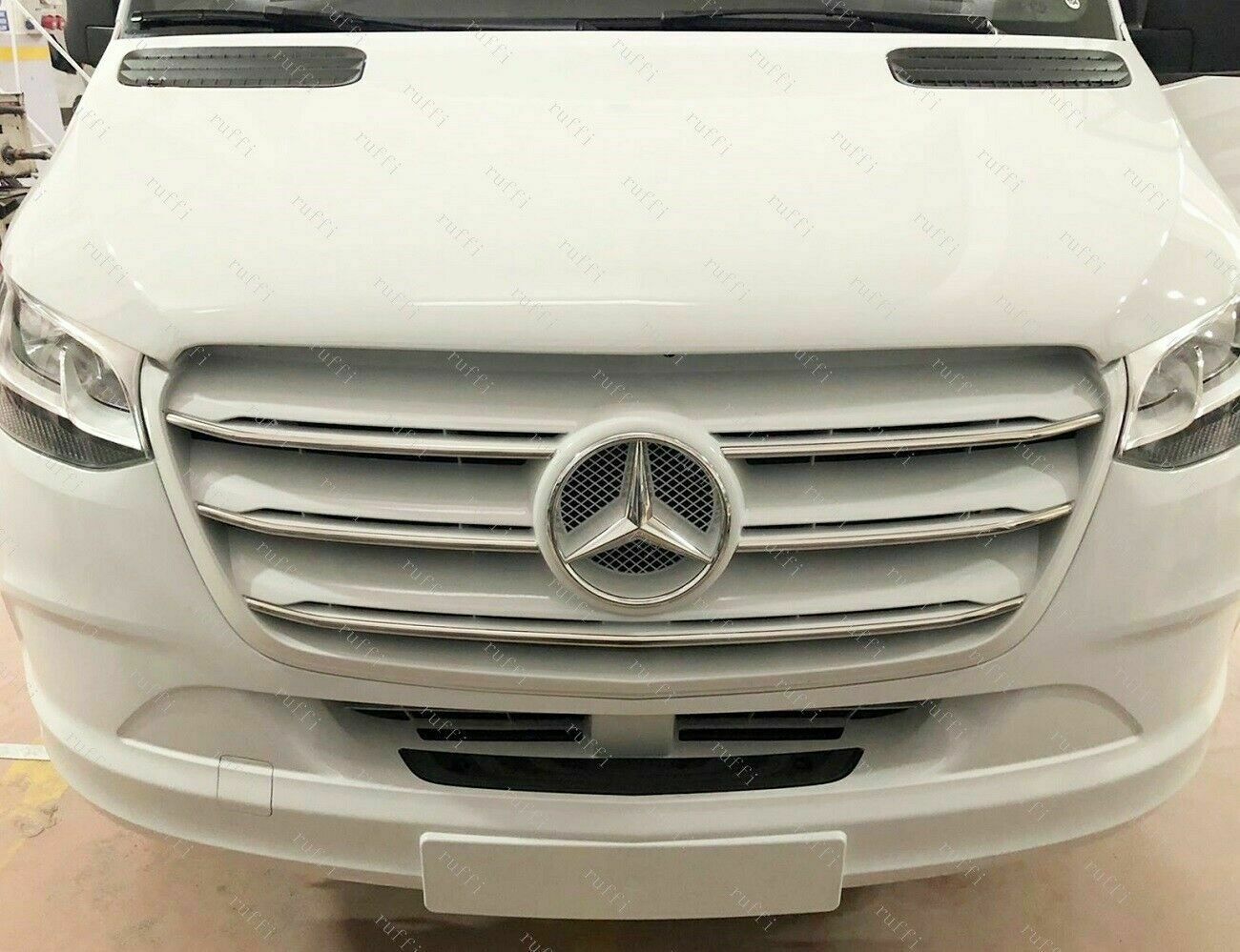 CROMATURA GRIGLIA FRONTALE 5PZ MERCEDES SPRINTER W907 2018+ INOX ADESIVO 0032 AUTOELEGANCERICAMBI