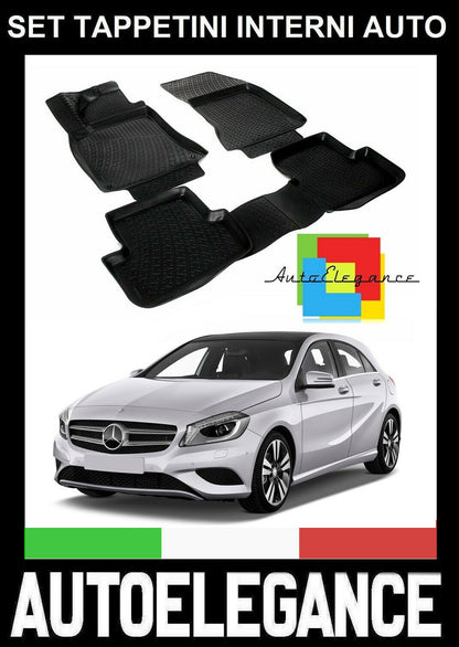 SET TAPPETINI INTERNI AUTO IN GOMMA SU MISURA MERCEDES CLASSE A W176 12-18 -AT-