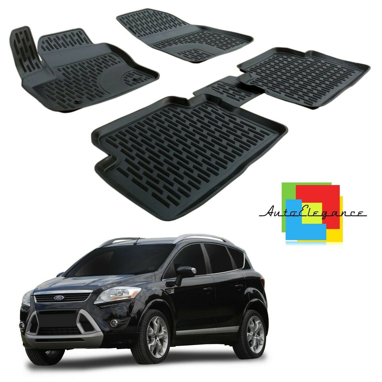 SET OF CUSTOM RUBBER CAR INTERIOR MATS FORD KUGA I 2008-2013 0032