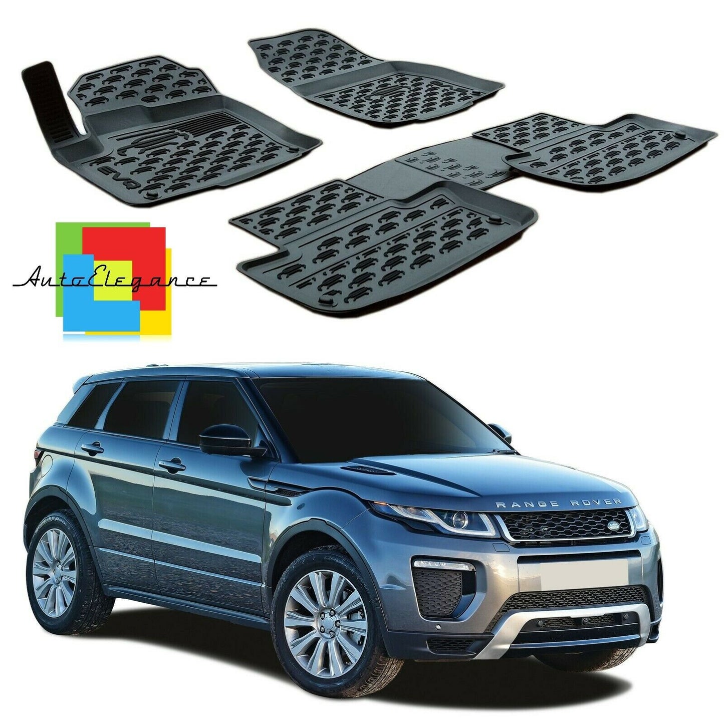 SET TAPPETINI INTERNI AUTO IN GOMMA SU MISURA LAND RANGE ROVER EVOQUE 0032