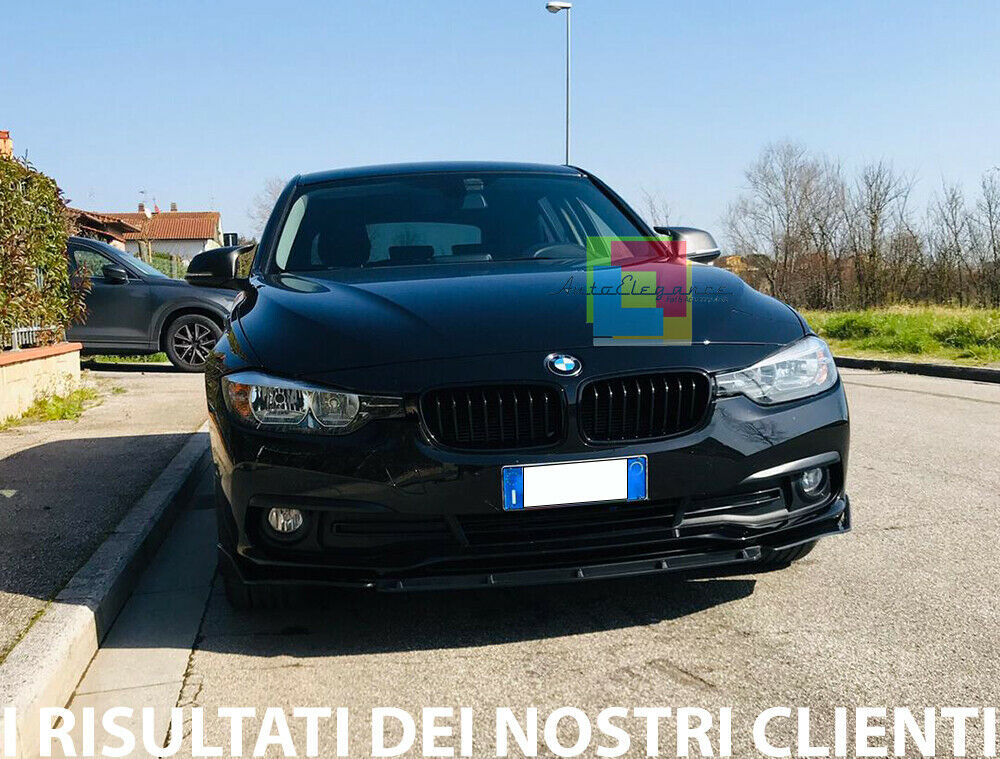 0104 BMW SERIE 3 F30 F31 2011+ SPLITTER PARAURTI ANTERIORE NERO LUCIDO LOOK RS AUTOELEGANCERICAMBI