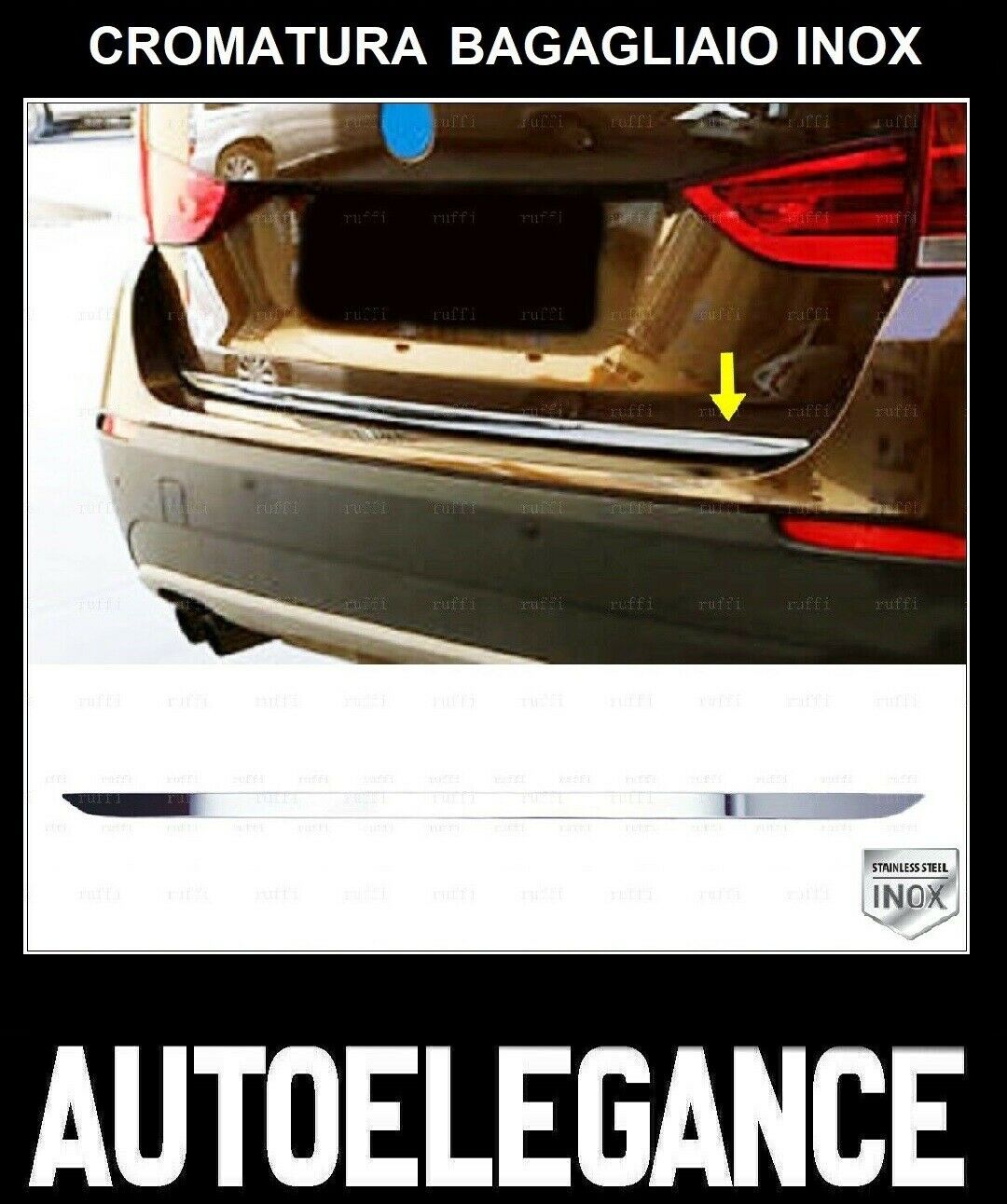 CROMATURA BAGAGLIAIO BMW X1 E84 2009-2015 ACCIAIO INOX ADESIVO 0032 AUTOELEGANCERICAMBI
