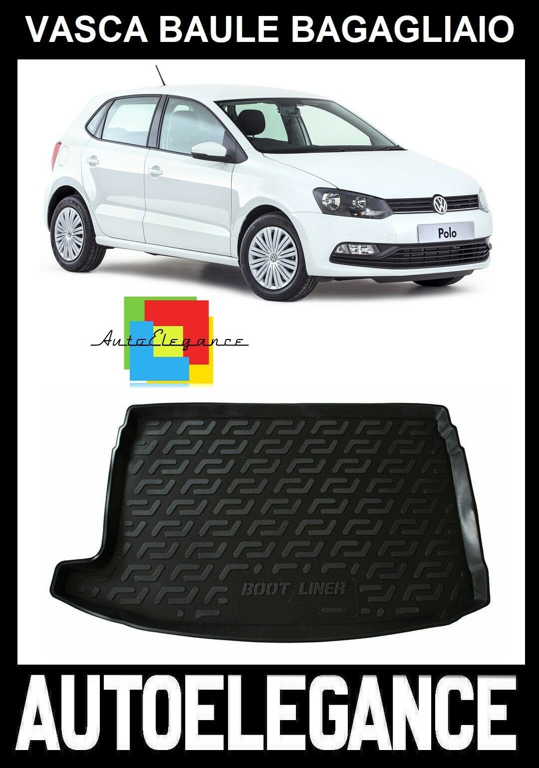 VASCA BAULE BAGAGLIAIO TAPPETO GOMMA SUPERGRIP VW POLO V 2009-2017 -AT-
