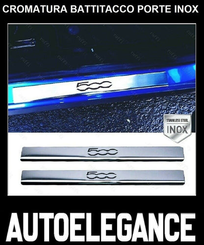 CROMATURA BATTITACCO PORTE FIAT 500C 2007-2015 ACCIAIO INOX ADESIVO 0032 AUTOELEGANCERICAMBI