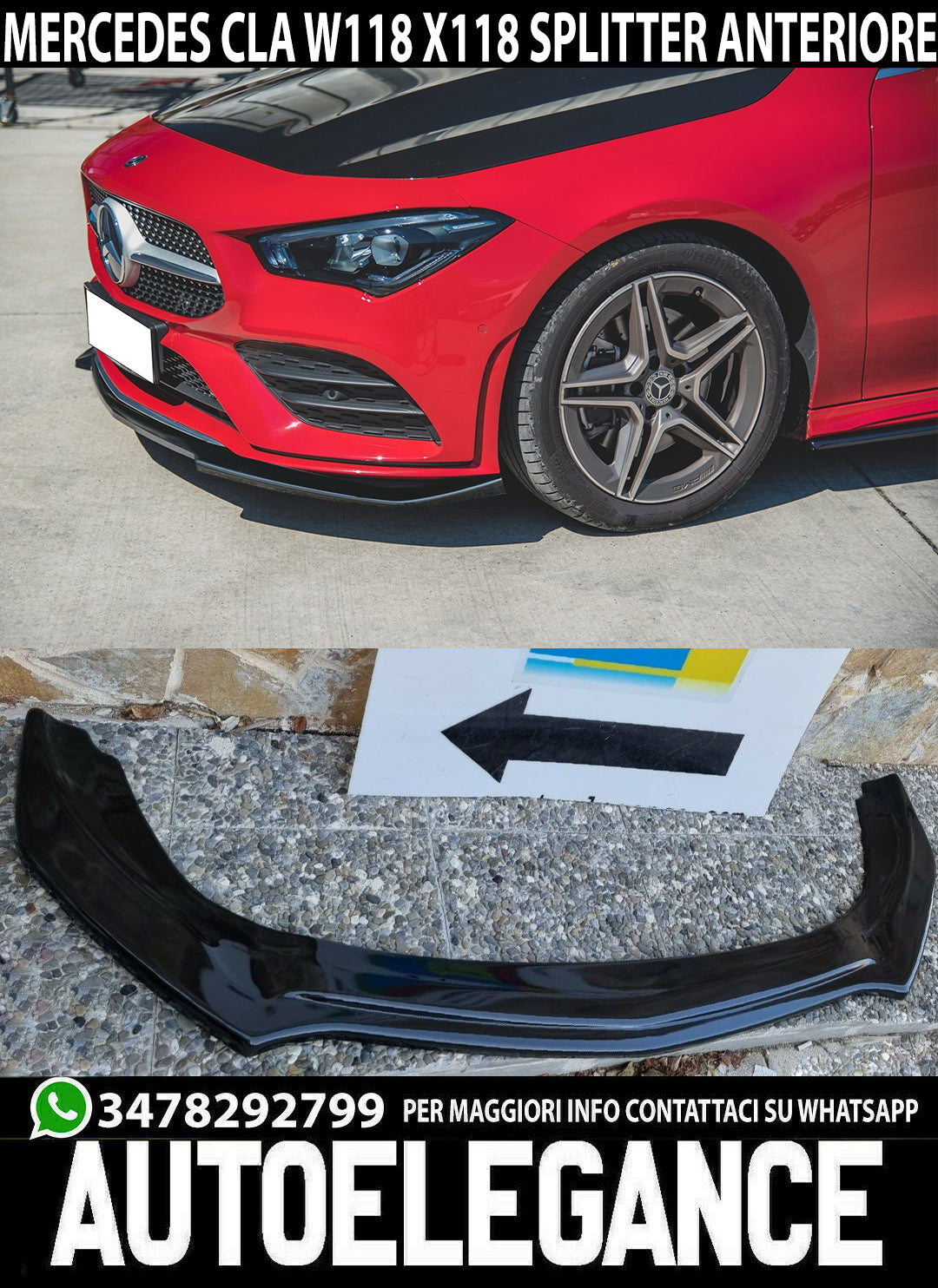 MERCEDES CLA W118 FRONT BUMPER SPLITTER BLACK AMG A35 0066