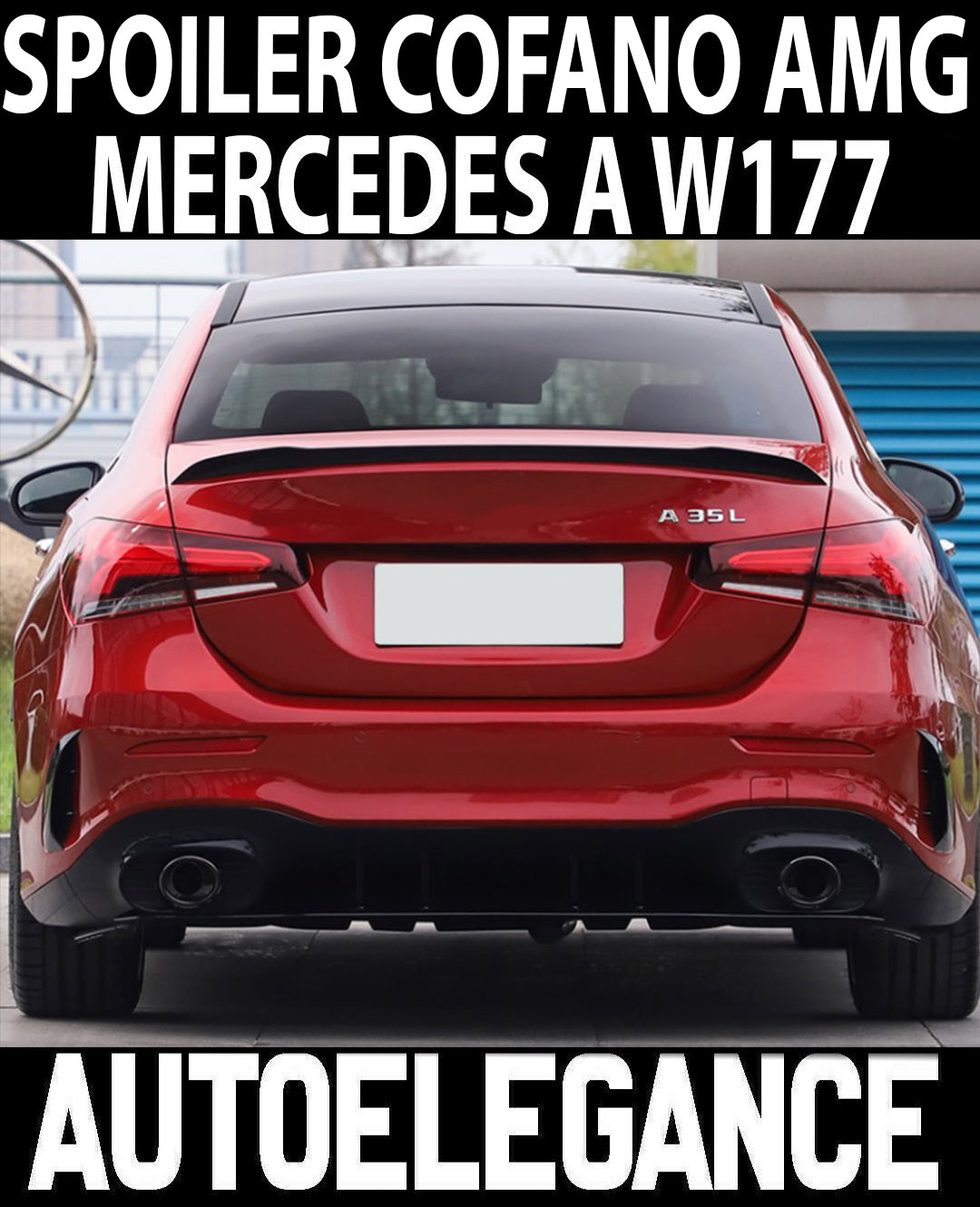 MERCEDES A-CLASS W177 SEDAN 2018+ AMG DESIGN BONNET SPOILER IN BLACK ABS