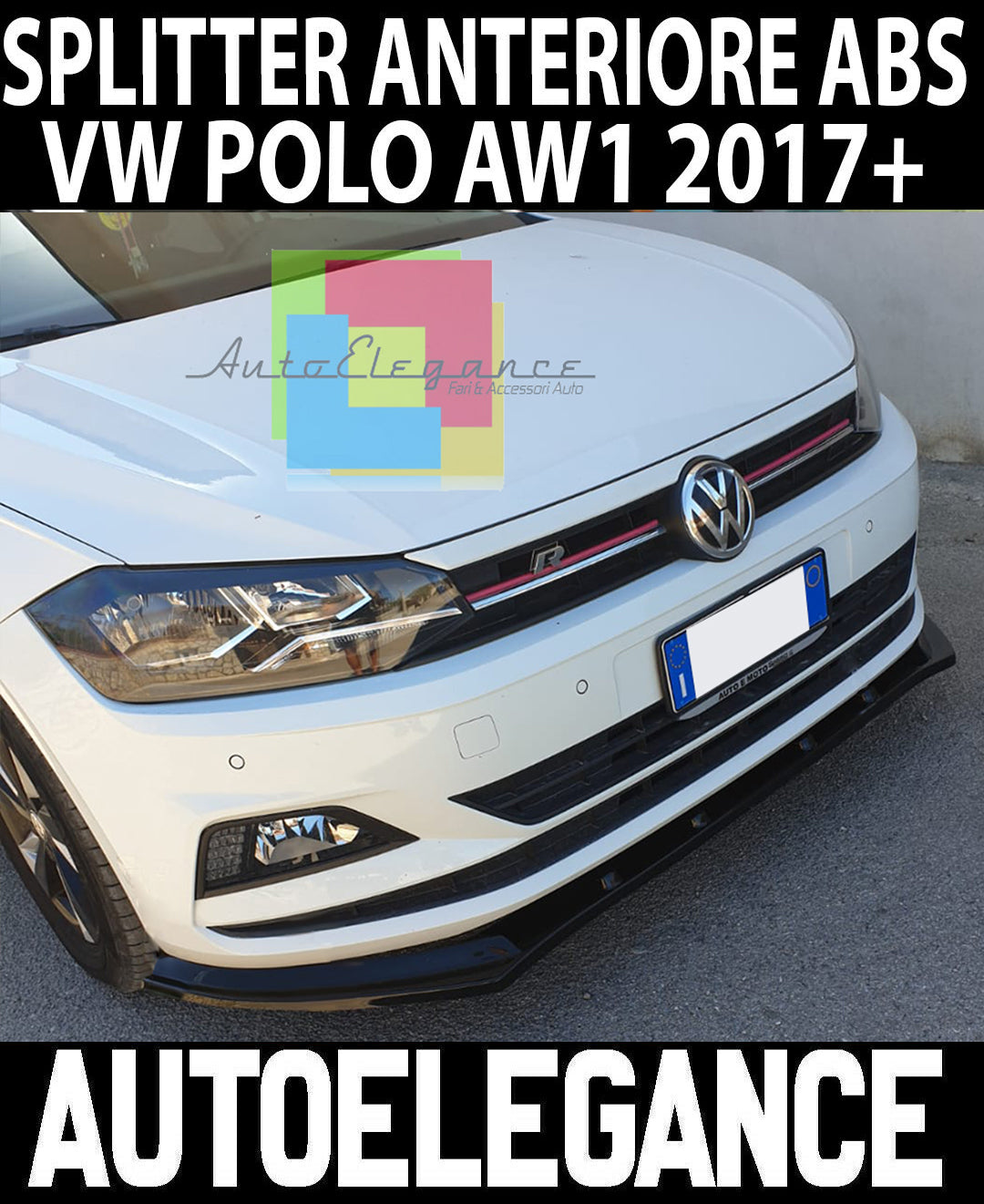 SPLITTER VW POLO AW1 2018+ UNDER FRONT BUMPER ABS GLOSSY BLACK