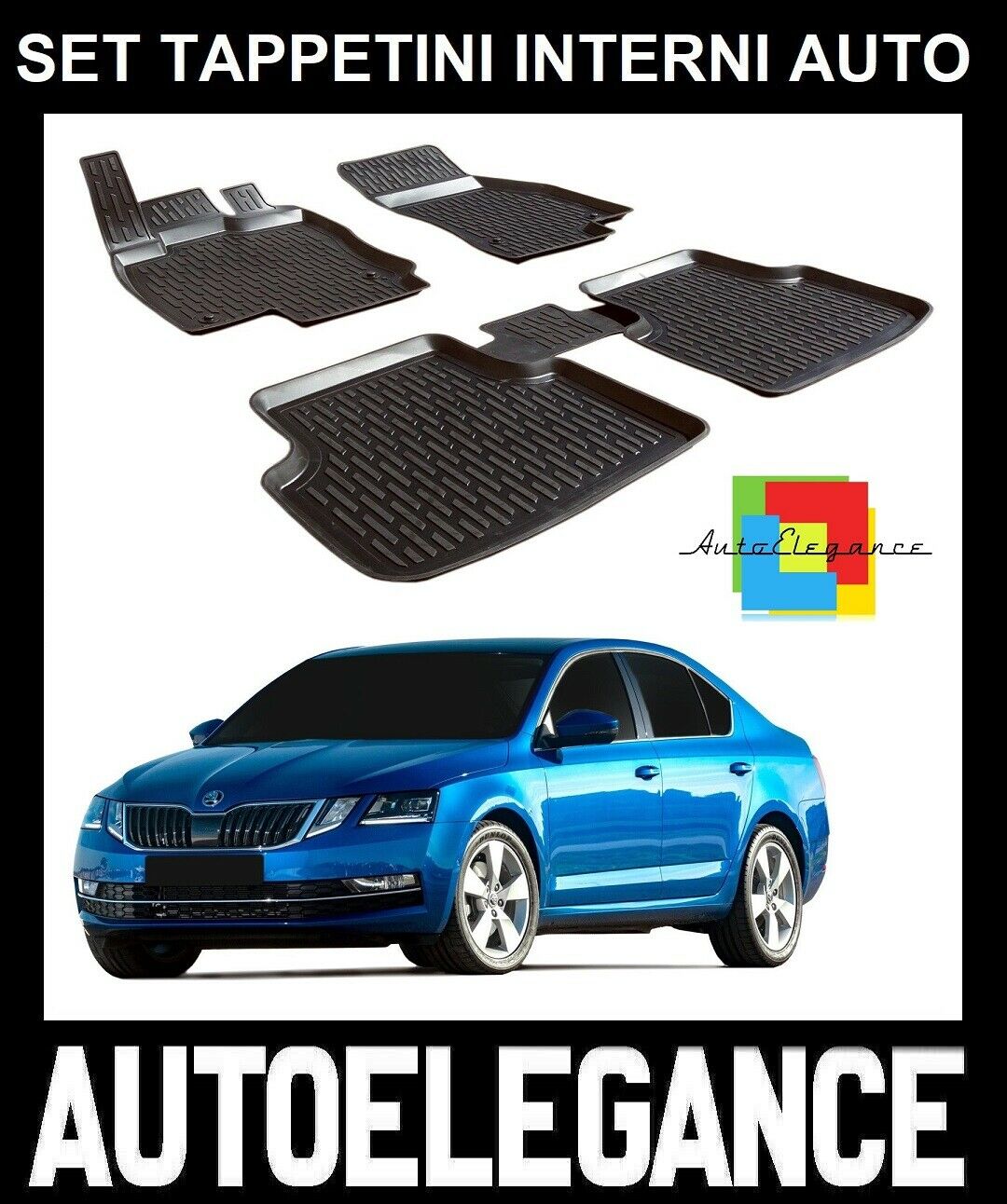 SET OF CUSTOM RUBBER CAR INTERIOR MATS SKODA OCTAVIA 2013+ 0032