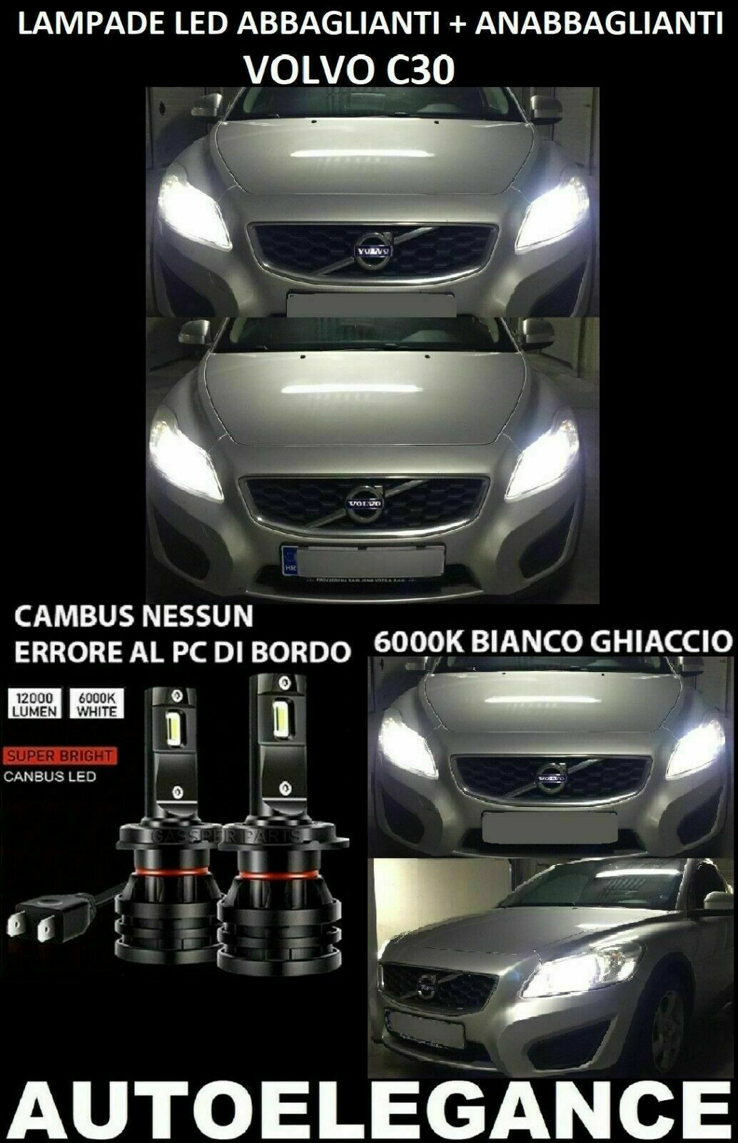 VOLVO C30 LOW BEAM HIGH BEAM LED 16.000LM CAMBUS NO ERROR - AT 0032