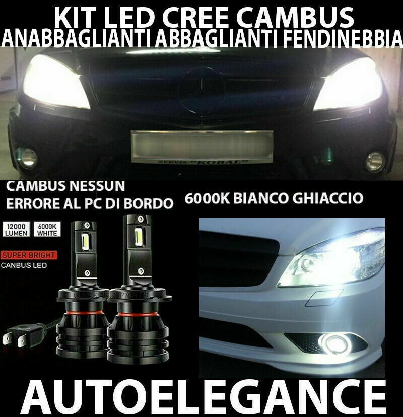 MERCEDES C-CLASS W204 LOW BEAM HIGH BEAM FOG LIGHTS LED 16,000LM 0032
