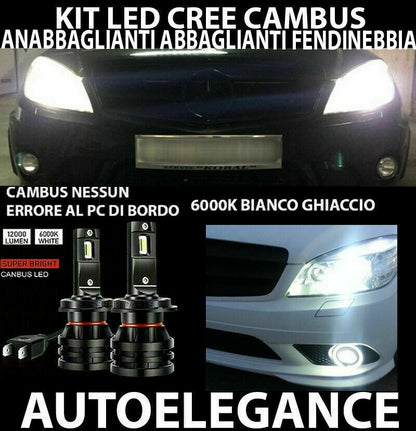 MERCEDES C-CLASS W204 LOW BEAM HIGH BEAM FOG LIGHTS LED 16,000LM 0032