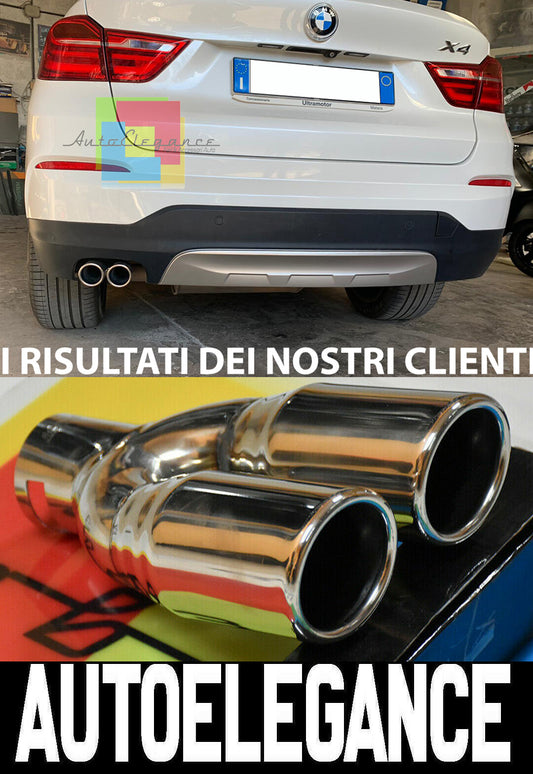BMW X4 F26 2013-2018 LOOK M TERMINALE DI SCARICO CROMATI LUCIDO INOX AUTOELEGANCERICAMBI