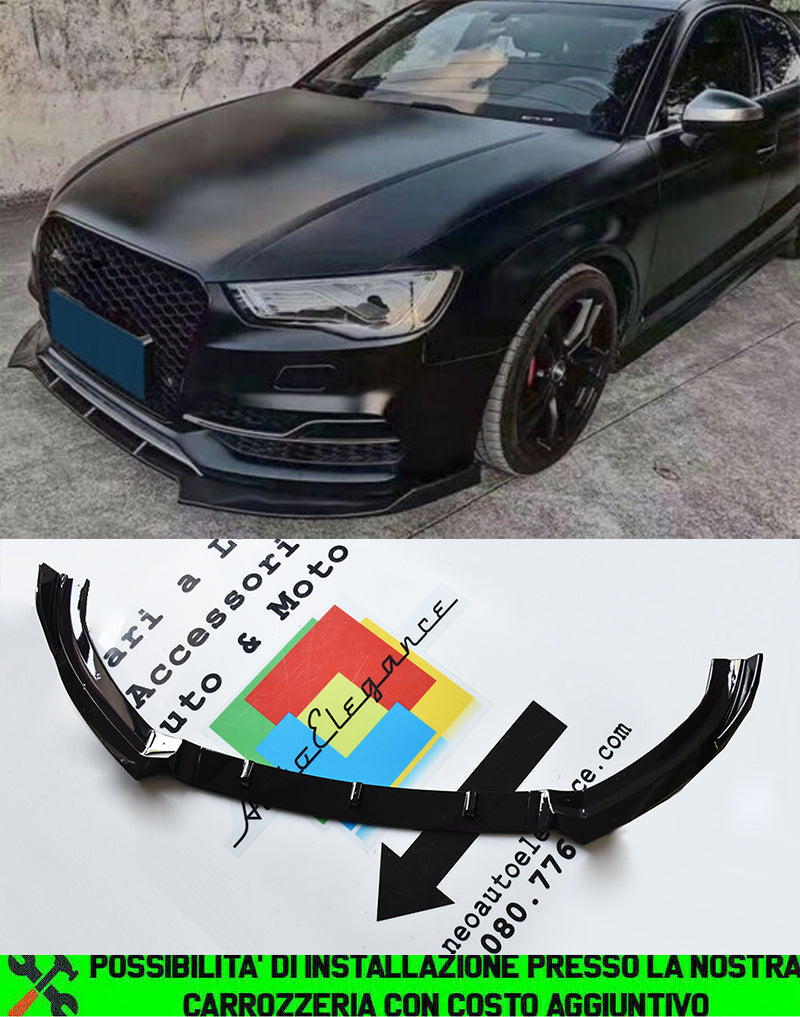 SPLITTER SOTTO PARAURTI AUDI A3 8V 2012-2015 SLINE ABS NERO LUCIDO SPOILER RS3