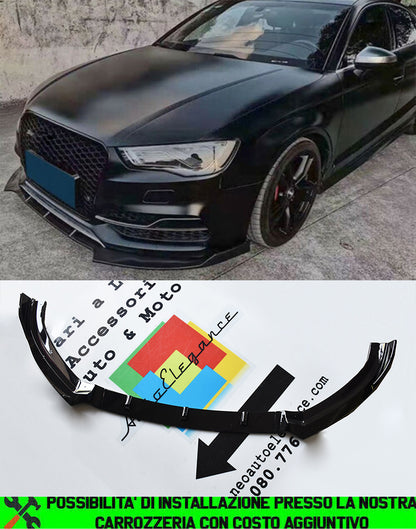 SPLITTER SOTTO PARAURTI AUDI A3 8V 2012-2015 SLINE ABS NERO LUCIDO SPOILER RS3