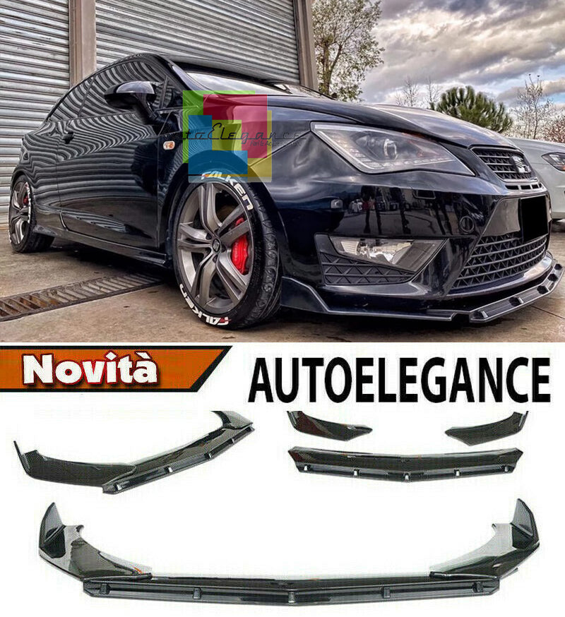 SEAT IBIZA 6J FRONT BUMPER SPLITTER GLOSSY BLACK RS LOOK