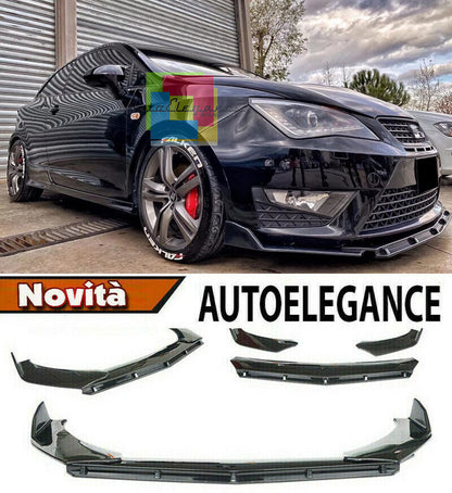 SEAT IBIZA 6J FRONT BUMPER SPLITTER GLOSSY BLACK RS LOOK