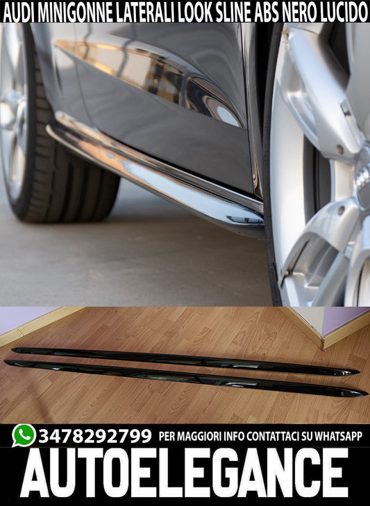 AUDI MINIGONNE LATERALI SOTTO PORTA SLINE ABS NERO LUCIDO TOP QUALITA' 0270 AUTOELEGANCERICAMBI
