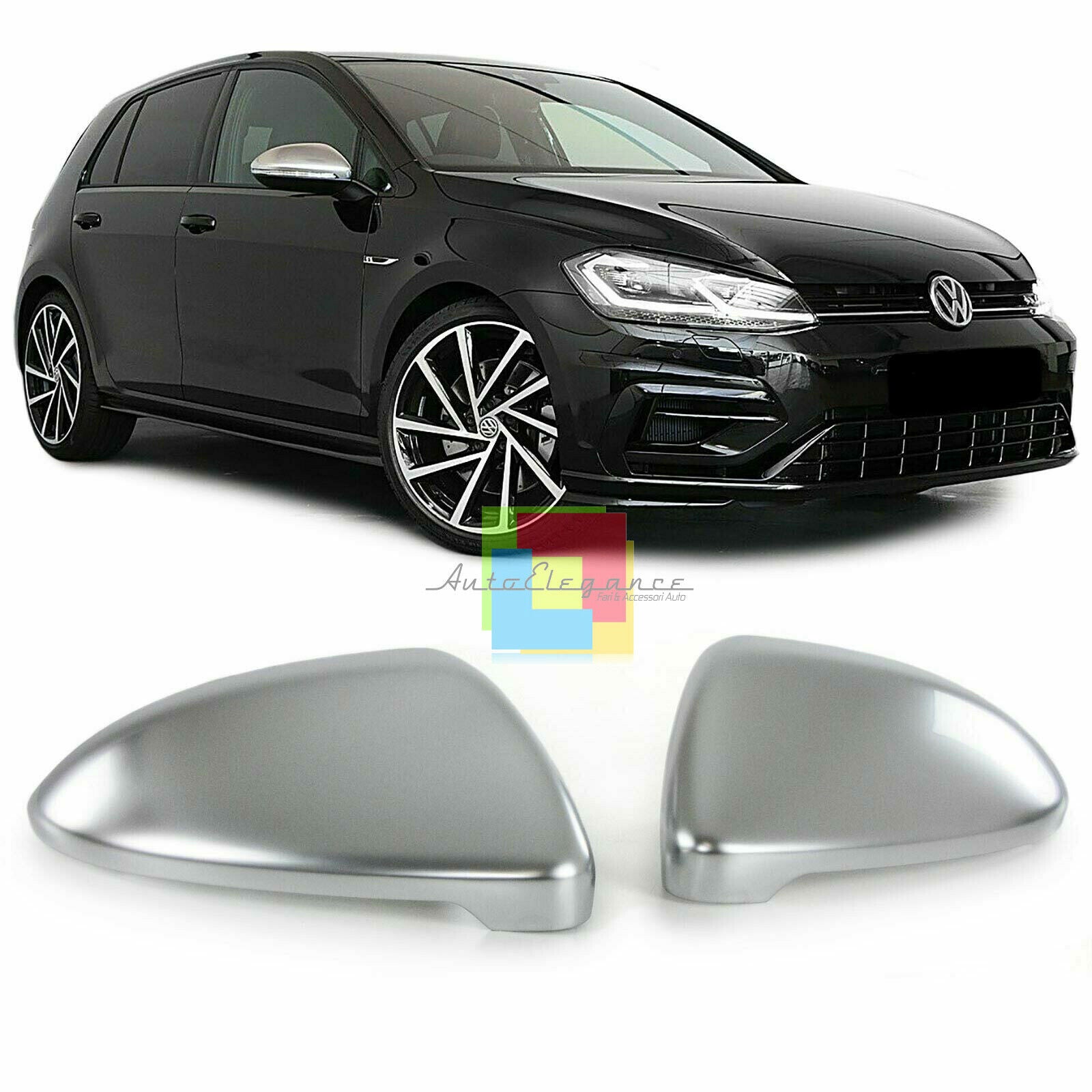 CALOTTE SPECCHI SATINATE GTI R LINE COPERTURE SPECCHIETTI VW GOLF 7 2012+ AUTOELEGANCERICAMBI