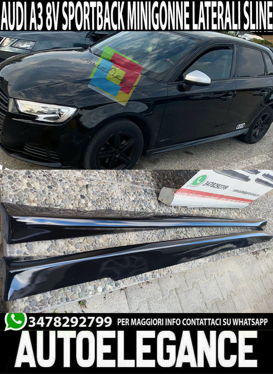 SLINE SIDE SKIRTS FOR AUDI A3 8V SPORTBACK 2012-2019 GLOSS BLACK 0121